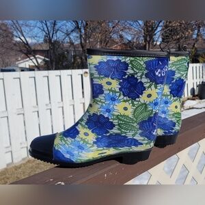 SANMM Floral Mid-Calf Rain Boots
